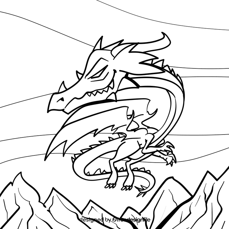 Dragon cartoon drawing black and white vector