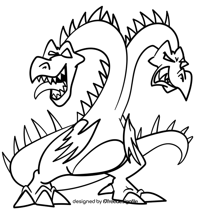 Dragon cartoon drawing black and white clipart