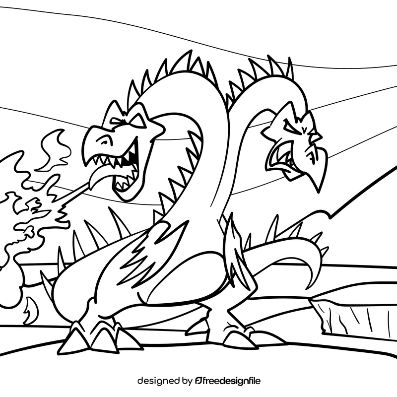 Dragon cartoon drawing black and white vector