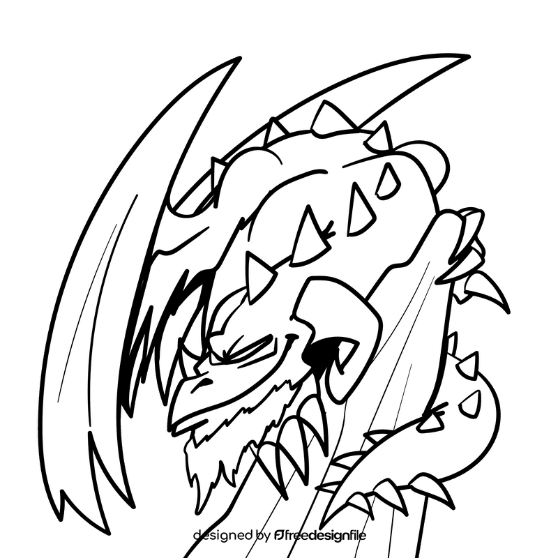 Dragon cartoon drawing black and white clipart