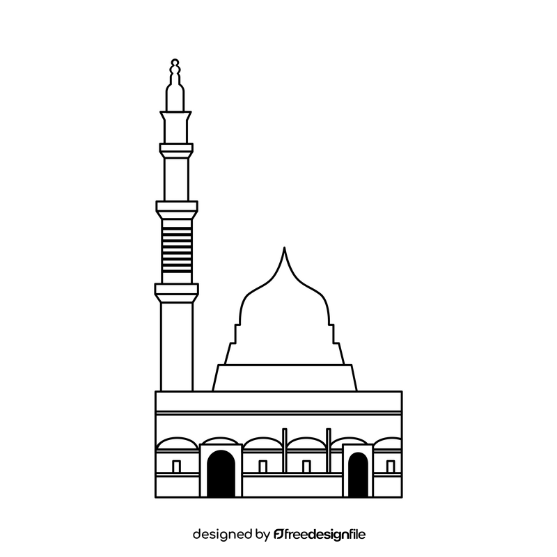 Al Masjid an Nabawi black and white clipart