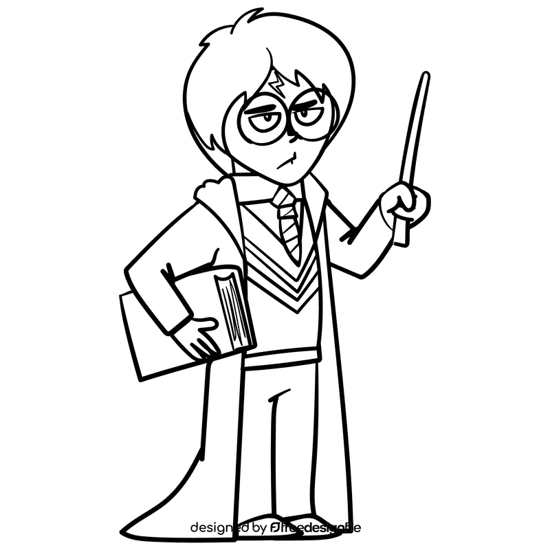 Harry potter cartoon drawing black and white clipart