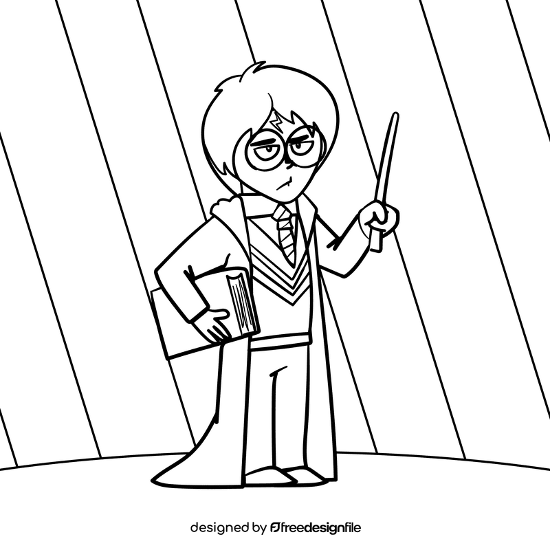 Harry potter cartoon drawing black and white vector