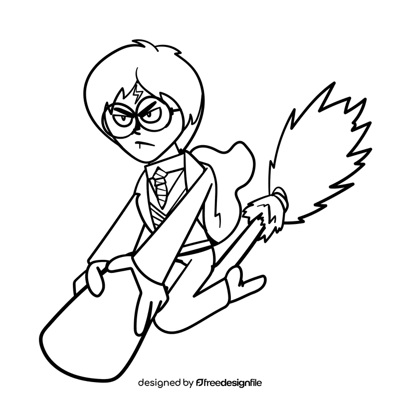 Harry potter cartoon drawing black and white clipart