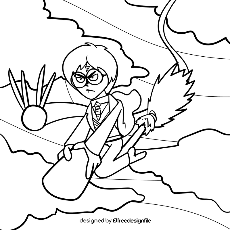 Harry potter cartoon drawing black and white vector