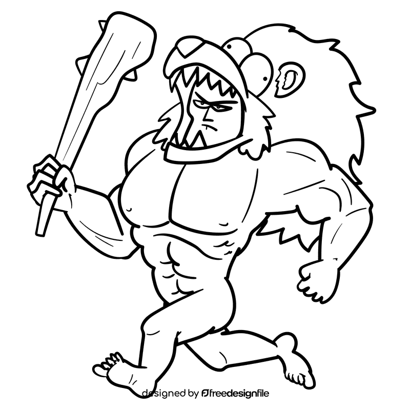 Hercules cartoon drawing black and white clipart