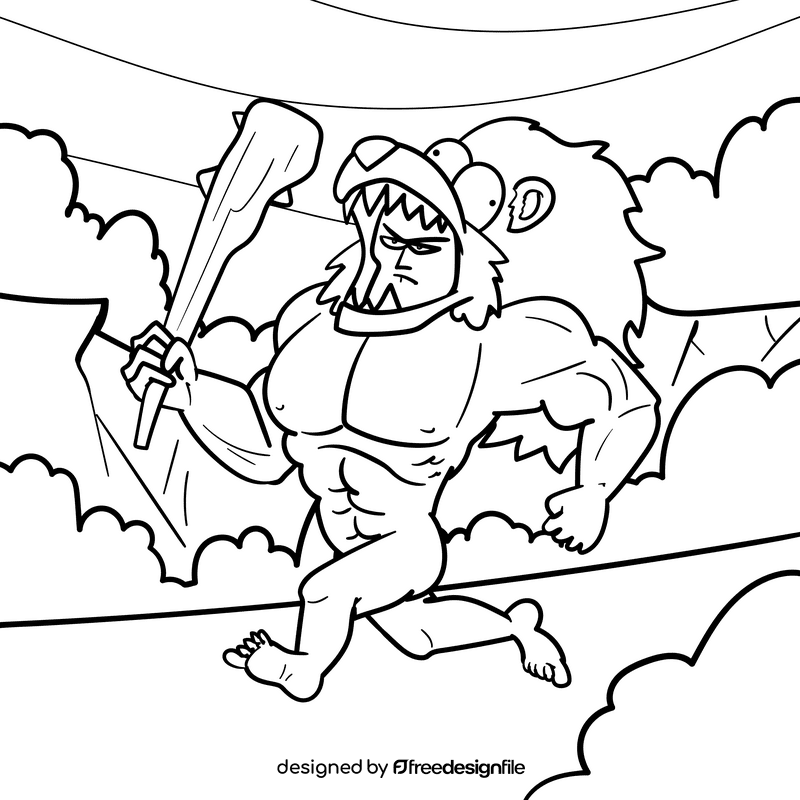 Hercules cartoon drawing black and white vector