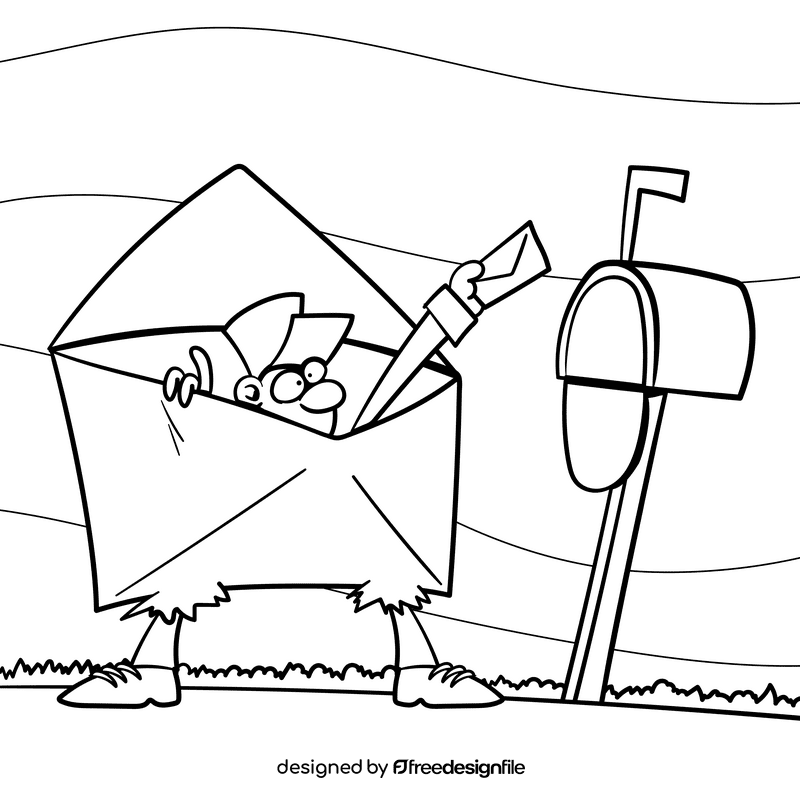 Postman cartoon drawing black and white vector