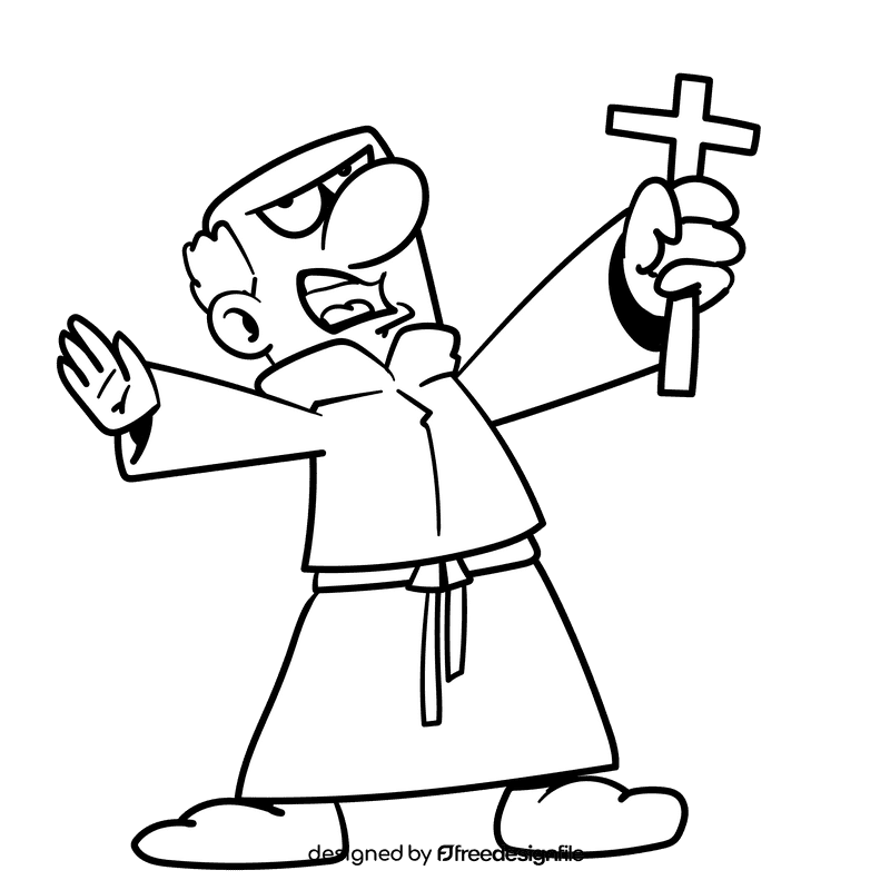 Priest cartoon drawing black and white clipart