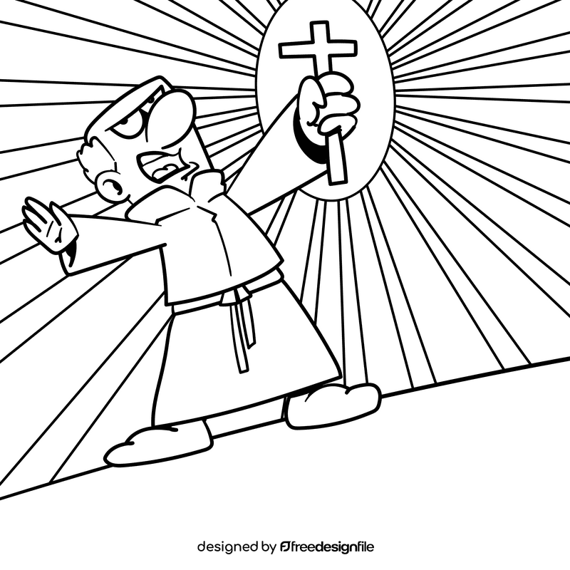 Priest cartoon drawing black and white vector