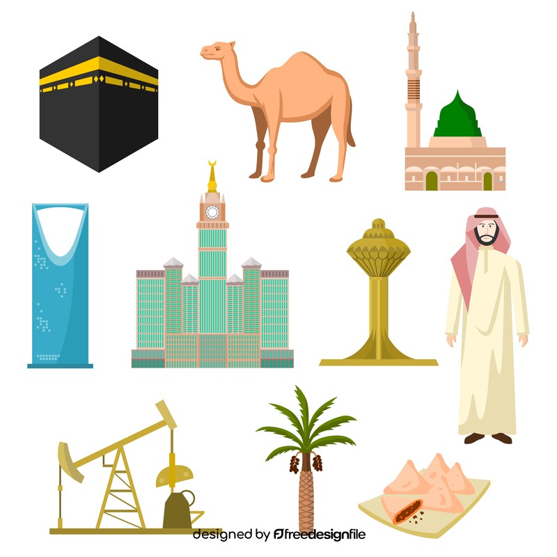 Saudi Arabia traditional symbols vector