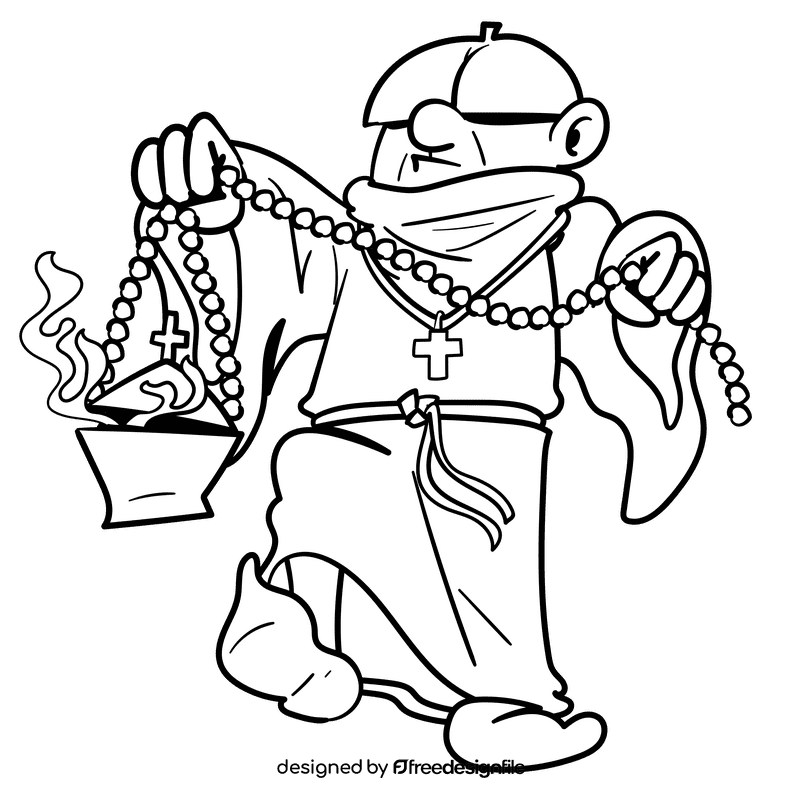 Priest cartoon black and white clipart