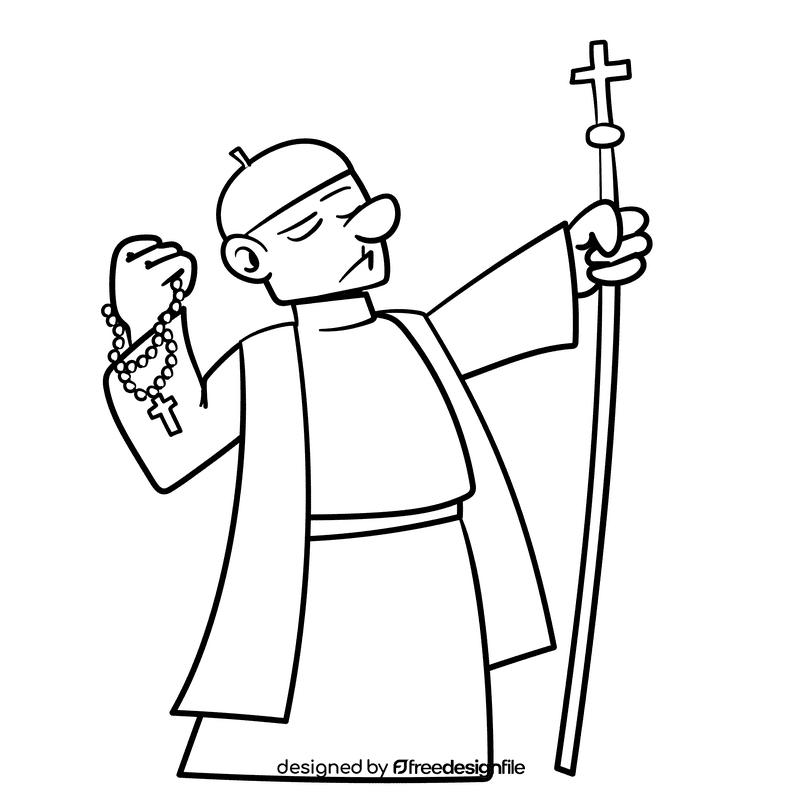 Priest cartoon drawing black and white clipart