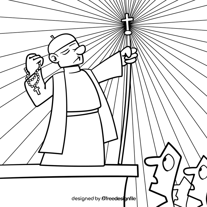 Priest cartoon drawing black and white vector