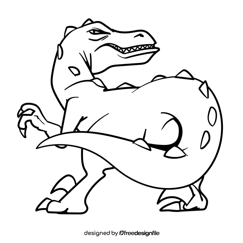 Velociraptor cartoon drawing black and white clipart