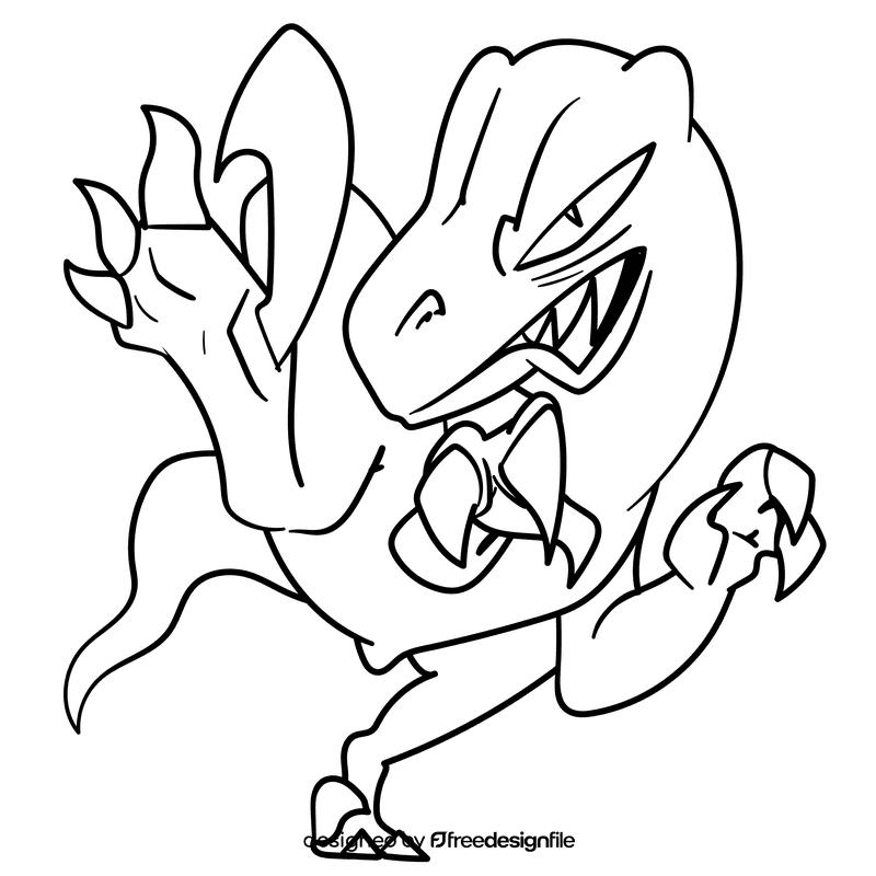 Velociraptor cartoon drawing black and white clipart