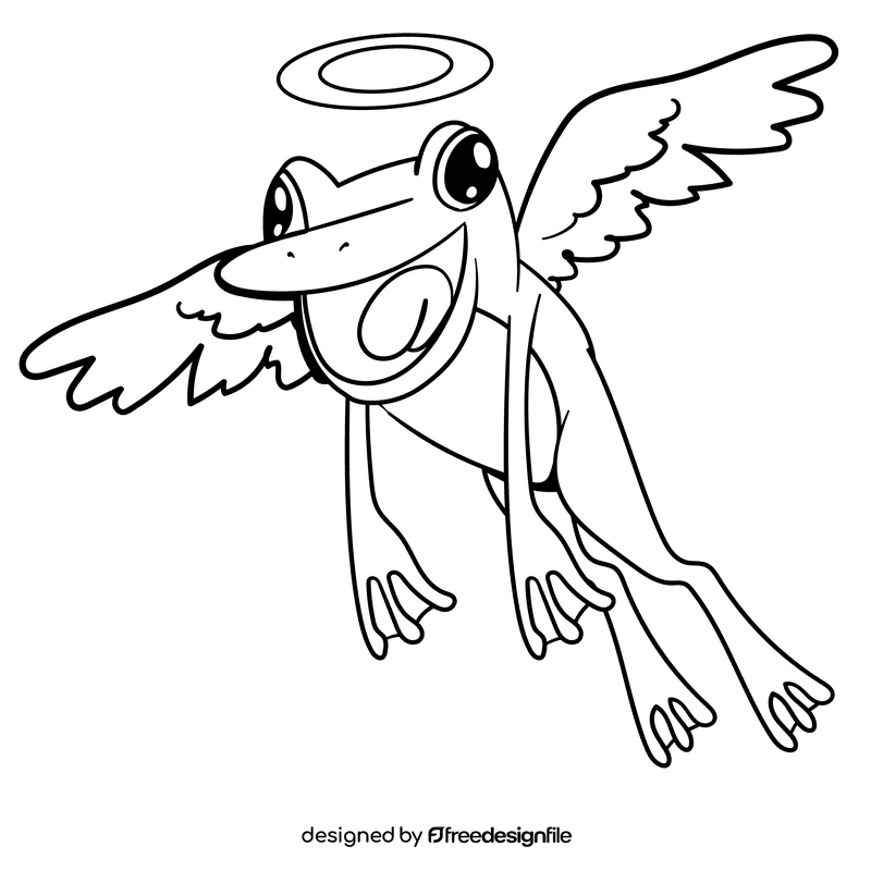 Angel cartoon drawing black and white clipart