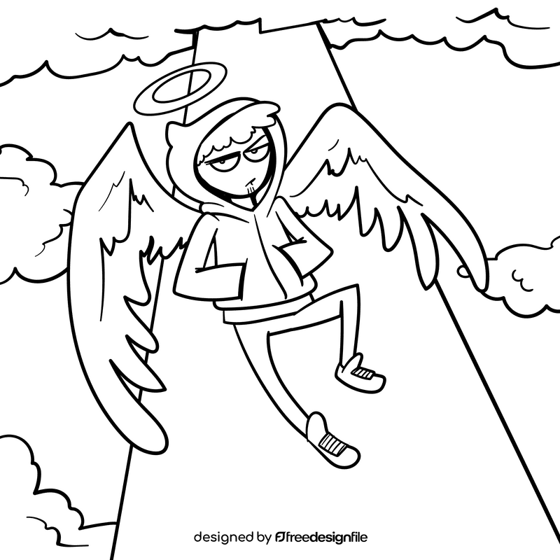 Angel cartoon drawing black and white vector