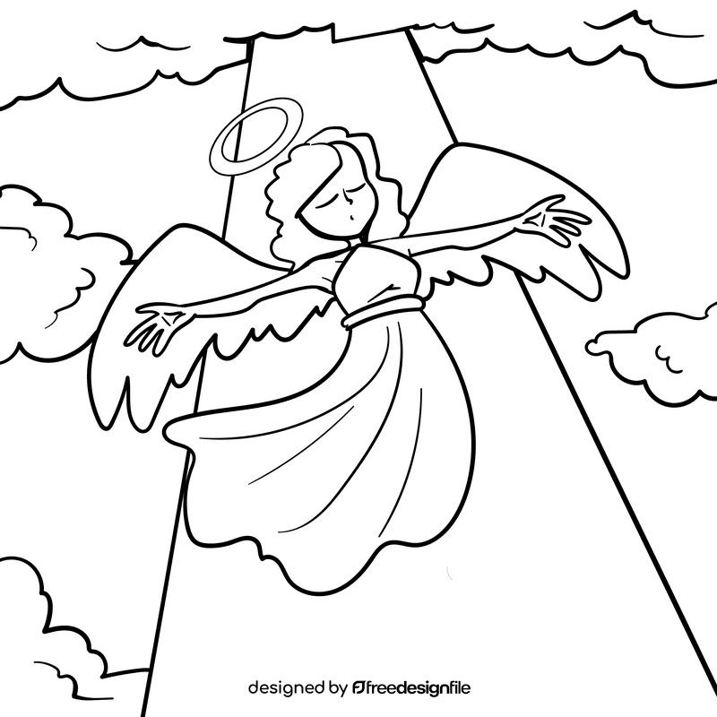 Angel cartoon drawing black and white vector