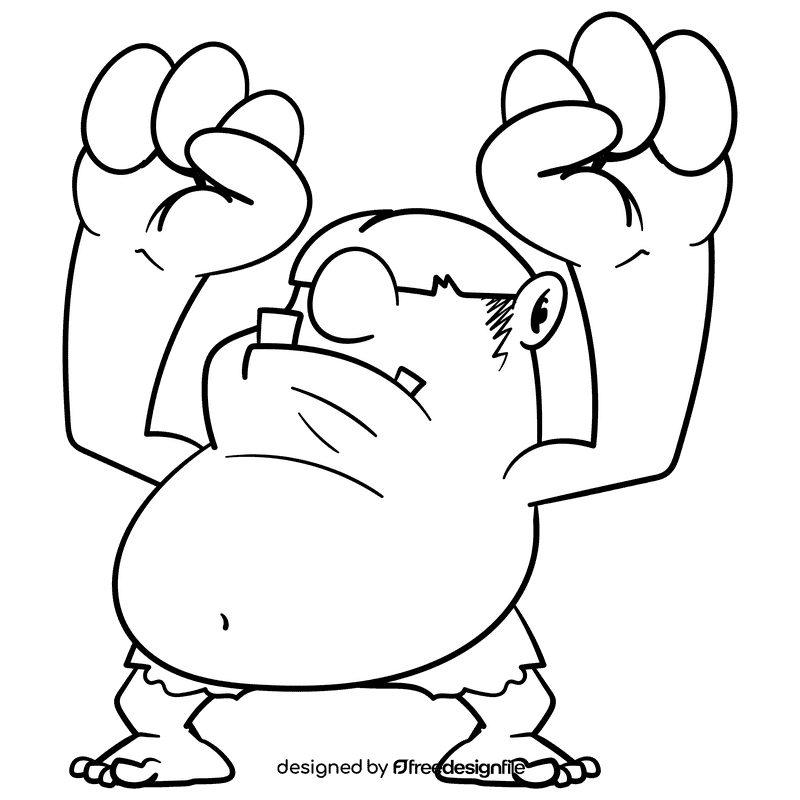 Hulk cartoon drawing black and white clipart