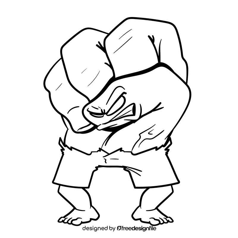 Hulk cartoon drawing black and white clipart