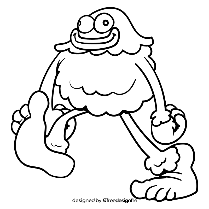 Sasquatch cartoon drawing black and white clipart