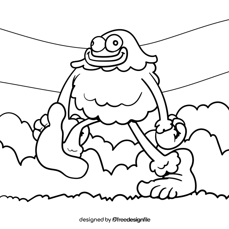 Sasquatch cartoon drawing black and white vector