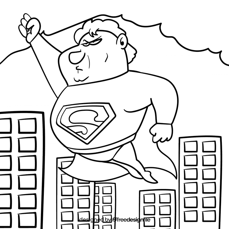 Superman cartoon drawing black and white vector