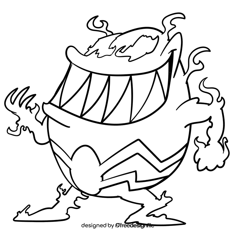 Venom cartoon drawing black and white clipart