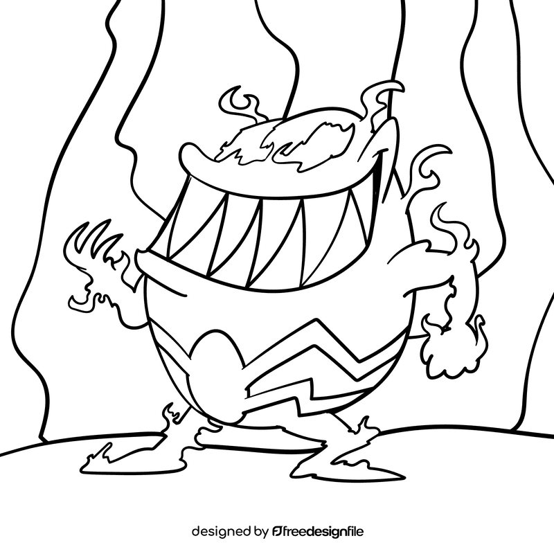 Venom cartoon drawing black and white vector