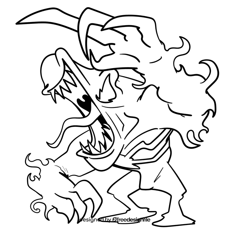 Venom cartoon black and white clipart