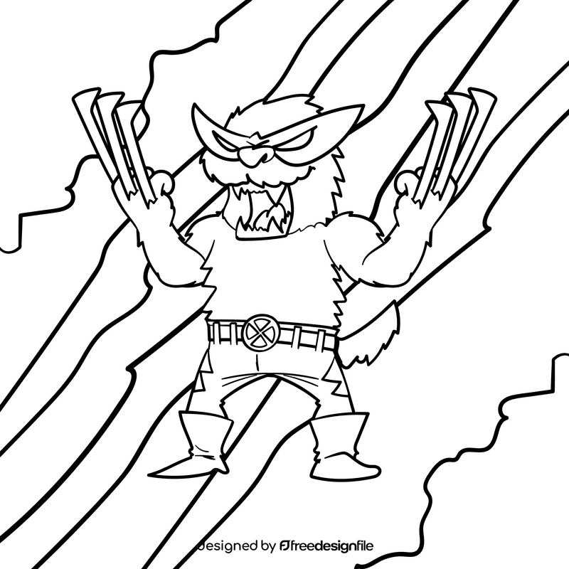 Wolverine cartoon drawing black and white vector