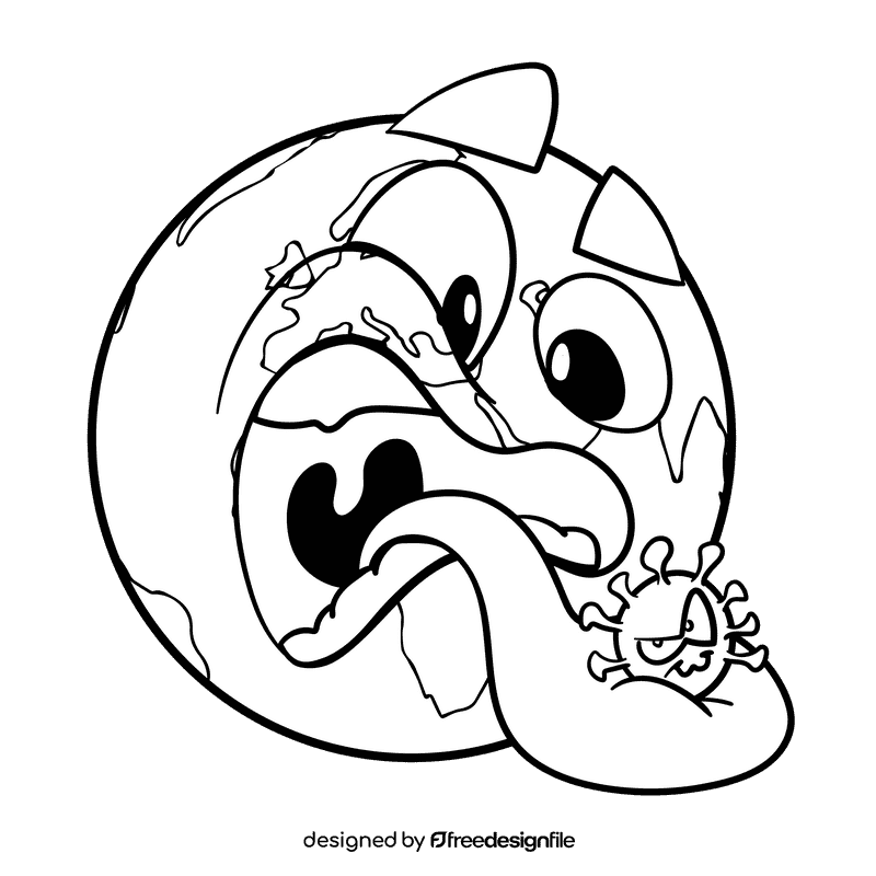 Earth cartoon drawing black and white clipart