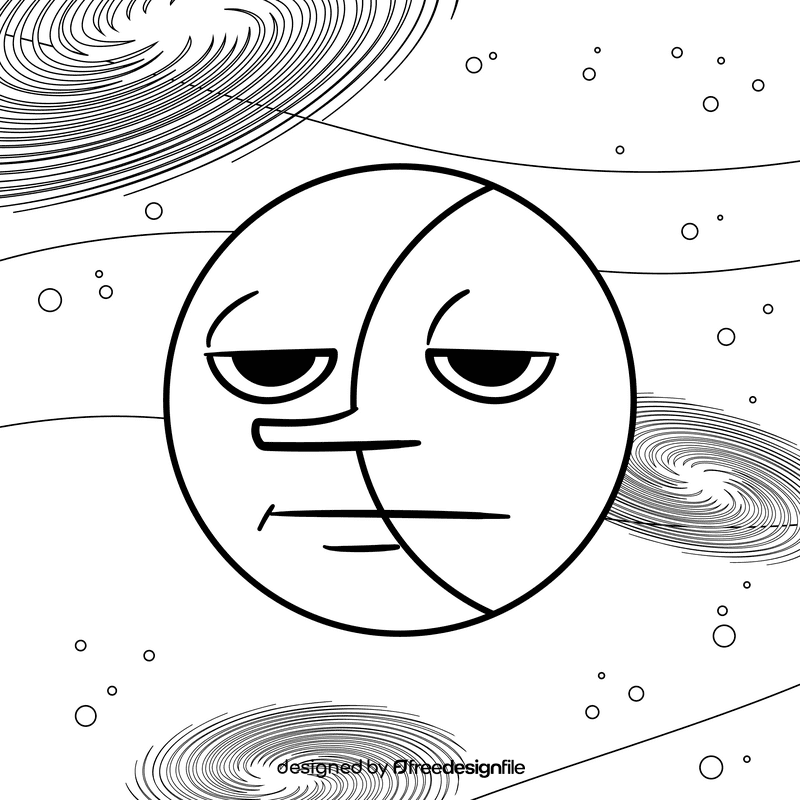 Moon cartoon drawing black and white vector