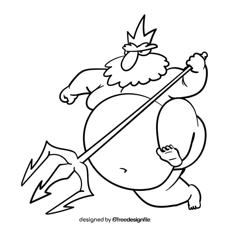 Neptune cartoon drawing black and white clipart