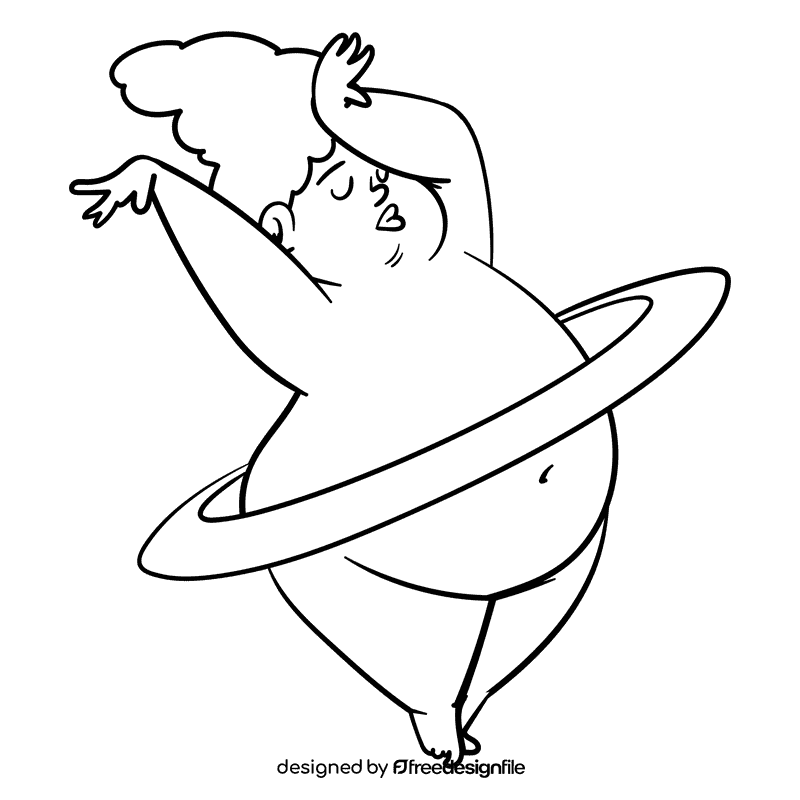 Saturn cartoon drawing black and white clipart