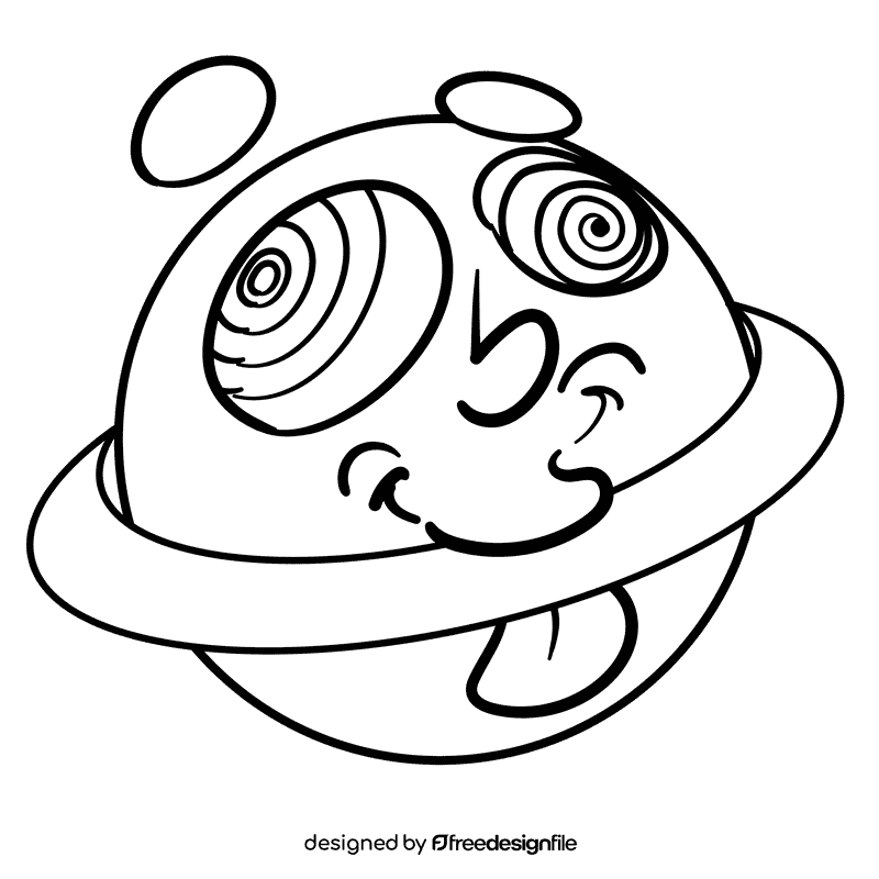 Saturn cartoon drawing black and white clipart