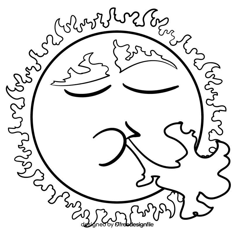 Sun cartoon black and white clipart