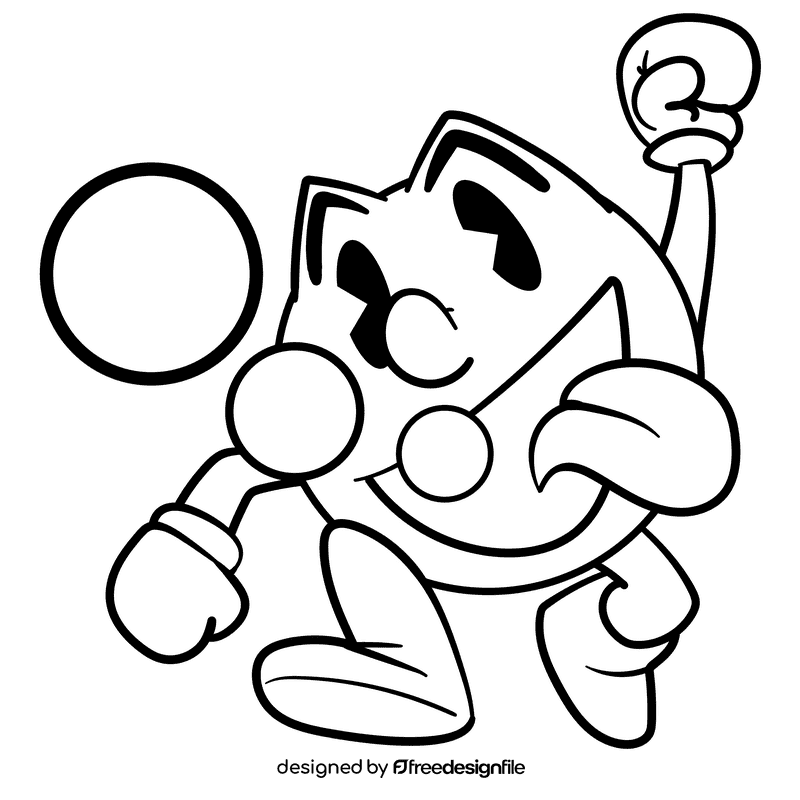 Super Smash Pacman cartoon drawing black and white clipart