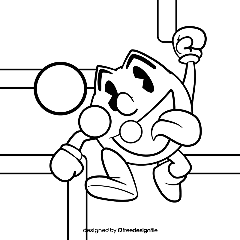 Super Smash Pacman cartoon drawing black and white vector