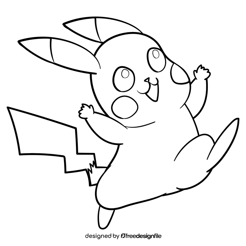 Super Smash Picachu cartoon drawing black and white clipart