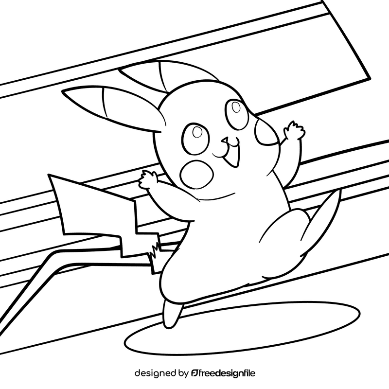 Super Smash Picachu cartoon drawing black and white vector