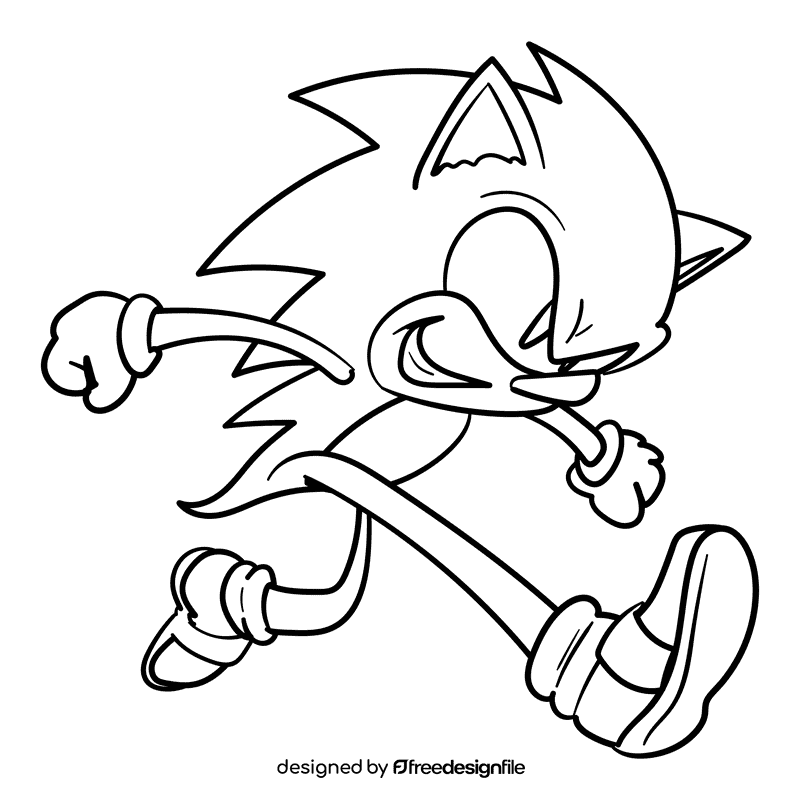 Super Smash Sonic cartoon drawing black and white clipart