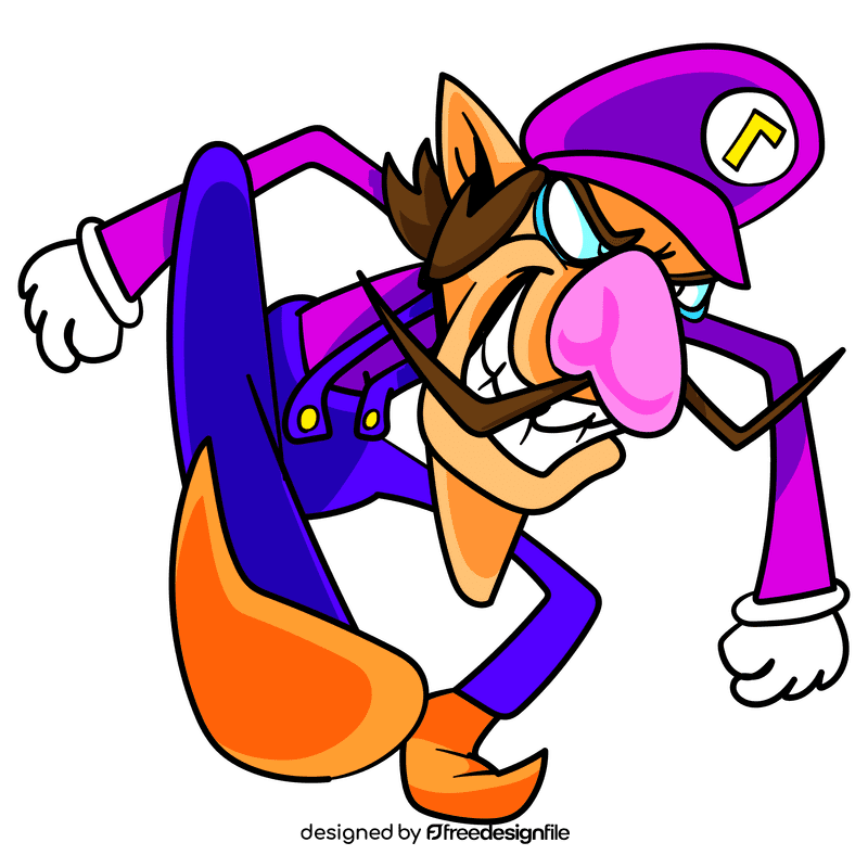 Super Smash Waluigi cartoon clipart