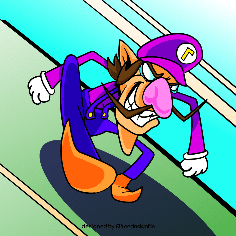 Super Smash Waluigi cartoon vector