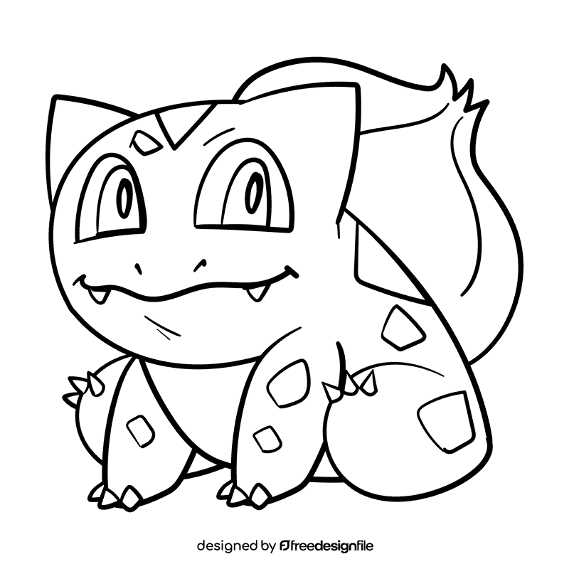 Pokemon Bulbasaur cartoon drawing black and white clipart