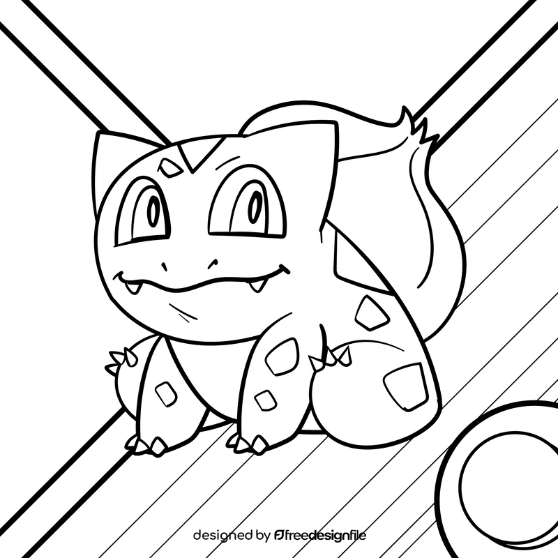 Pokemon Bulbasaur cartoon drawing black and white vector