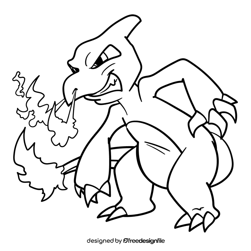 Pokemon Charmeleon cartoon drawing black and white clipart