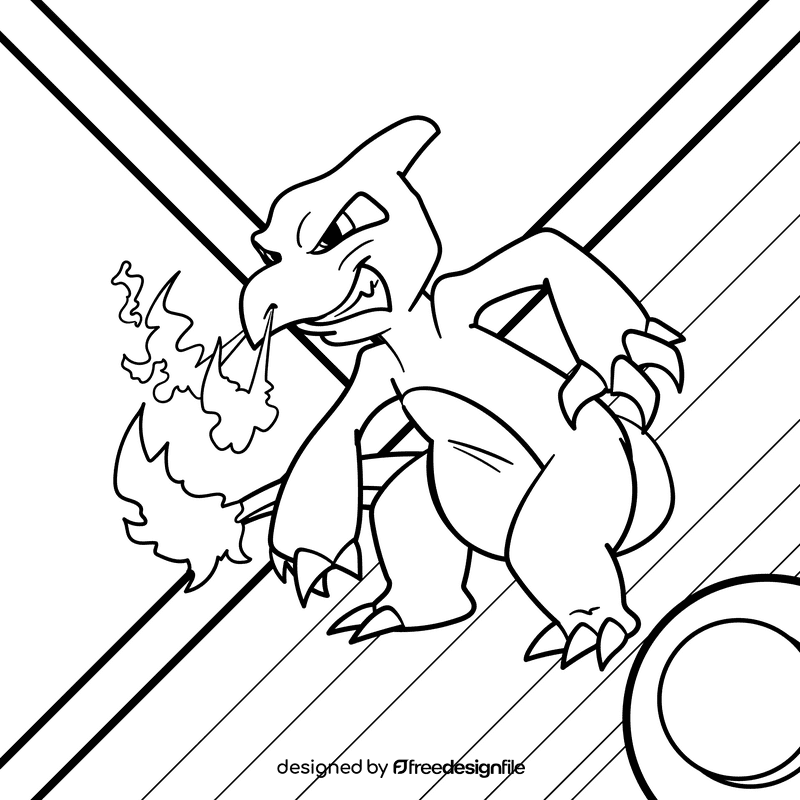 Pokemon Charmeleon cartoon drawing black and white vector