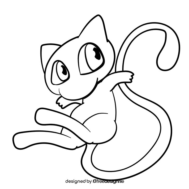 Pokemon Mew cartoon drawing black and white clipart